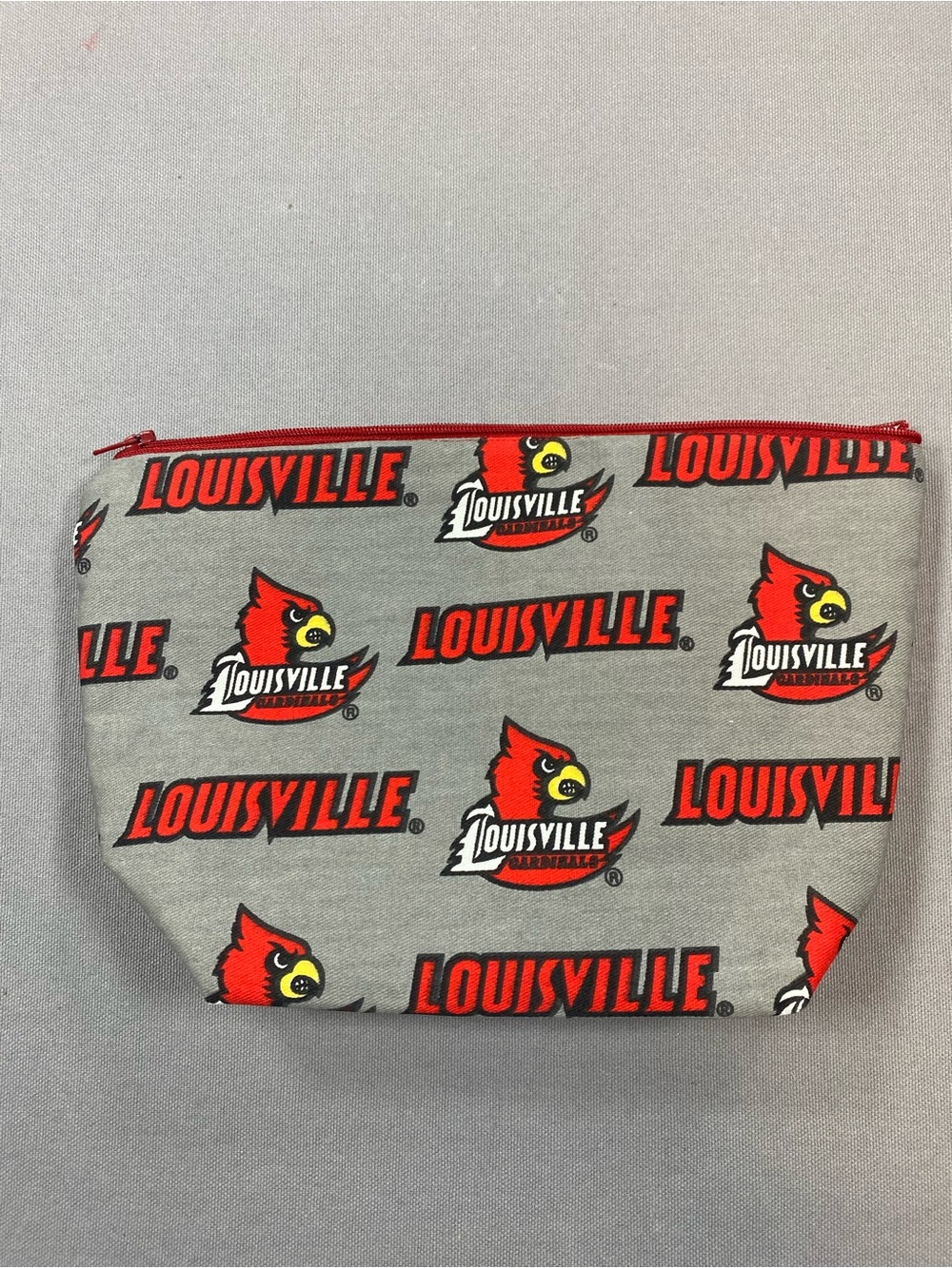 University of Louisville Cardinals Grey Cosmetic Pouch with Red Accents